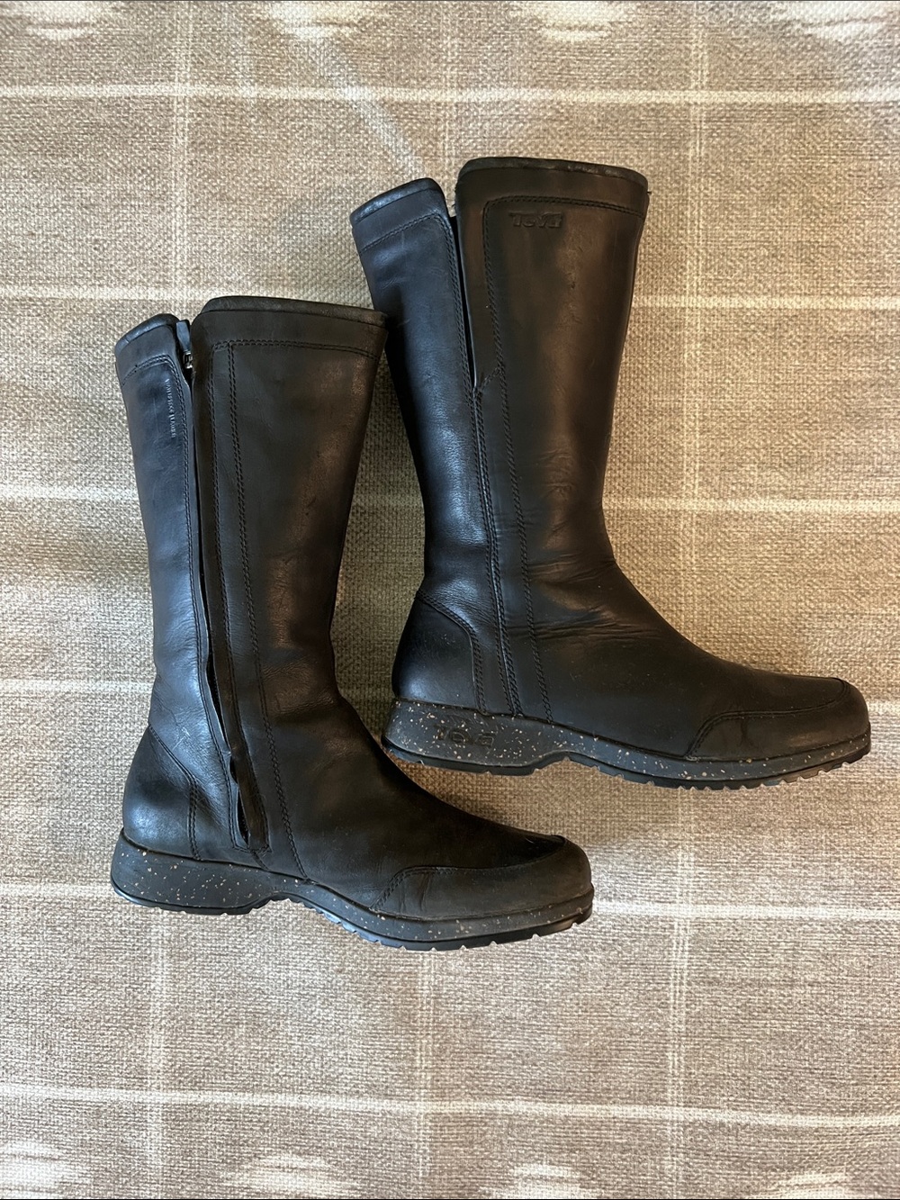 Teva Black Tall Leather Zip Boots